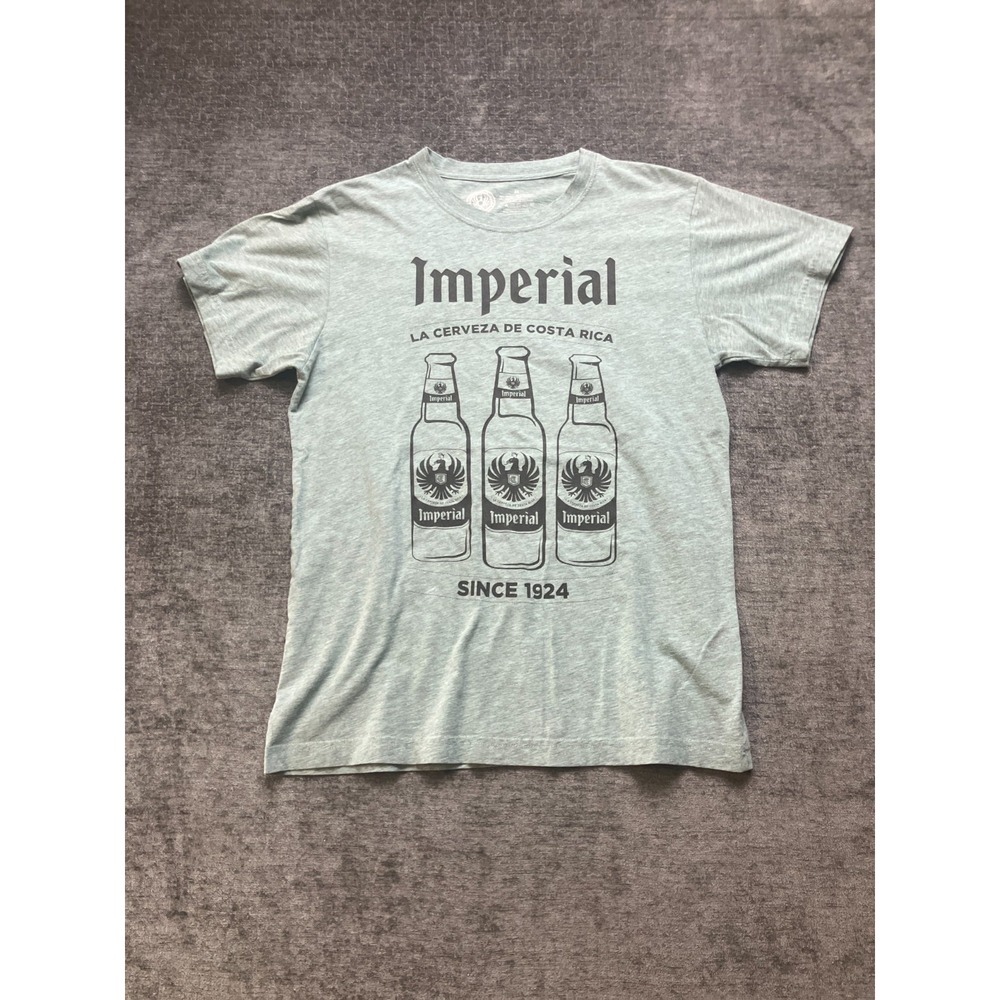 Imperial La Cerveza De Costa Rica T-Shirt Mens Medium Gray Beer Bottles Graphic